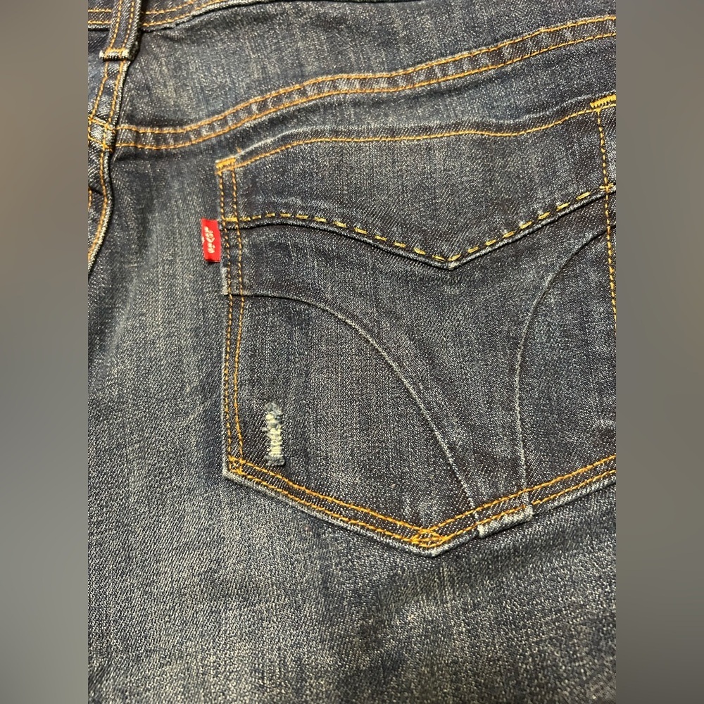 Levi’s Distressed Straight Leg Jeans Women’s 14M Dark Wash Stretch - Picture 13 of 15